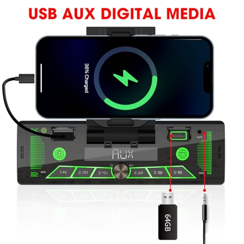 Radio coche Single-Din Bluetooth con soporte para teléfono miniatura 7
