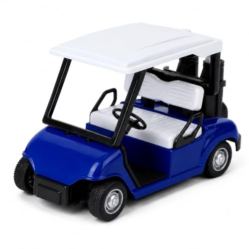 Veemoon Mini Golf Cart, 4½" Die Cast Metal Golf Cart Toy Mteal Pull Back Action Car Model 1:20 Scale Golfcart Ornament for Cake Topper Table Centerpiece Decor Holiday Party Kids Vehicle Favor, Blue