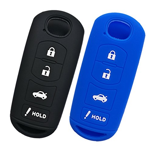 Qty(2) Smart Key Fobs Remote Covers Case Holder Jacket Skin for 2017 2018 Mazda CX-5 CX5 6 3 Miata MX5 Smart 4 Buttons Keyless Entry