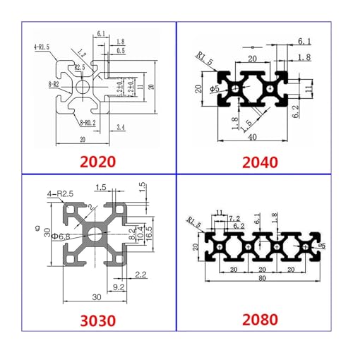 Perfil de aluminio 2020 con ranura en T y extrusión de guía lineal de 350 mm 2