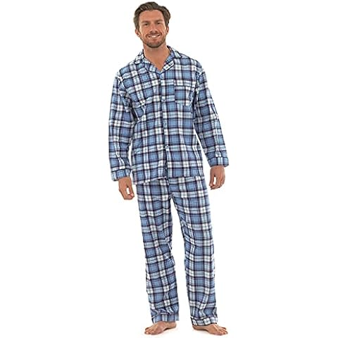 New Mens Traditional Flannel Cotton Pyjamas Set Sleeping Night Gift PJ (XL, Navy/Blue) Cover