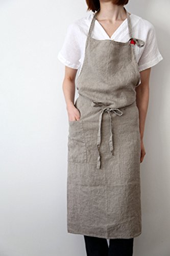 cozymomdeco French Apron [Linen Premium] Gift Chef Works Handmade Apron Japanese Style Cross