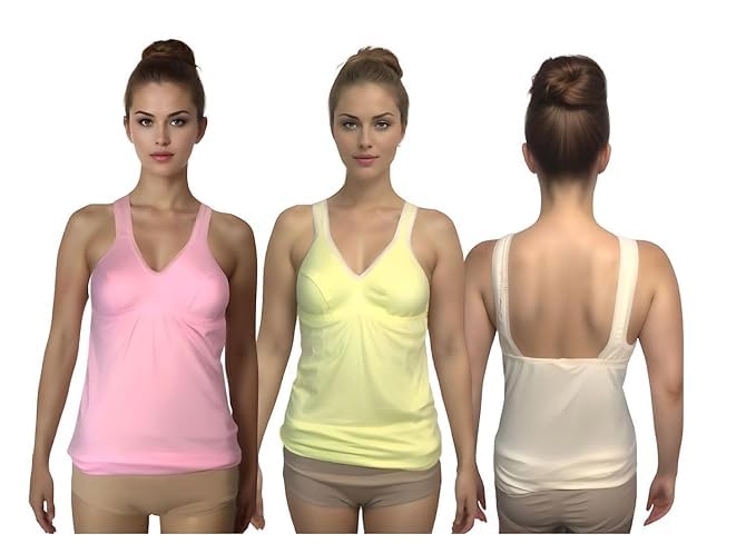 Women's Non Padded Camisole Tank Top – Built-in Bra, Sleeveless, Stretchable & Soft – Casual Innerwear (Pack of 3)-picture-22