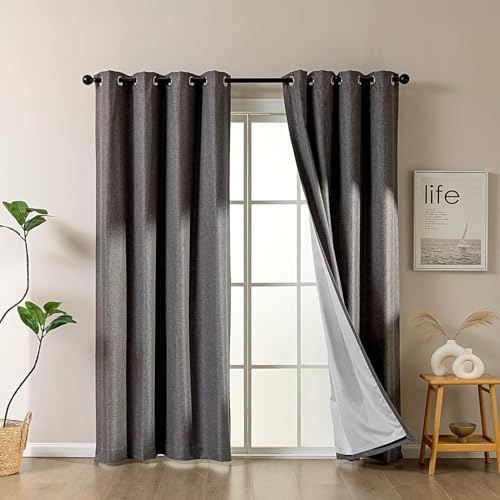 SLEEP ZONE Blackout Curtains for Bedroom and Living Room, Drapes with Thermal Insulation for Room Darkening, 2 Panels Noise Reducing Window Curtains, Dark Gray, 52" × 95" by SLEEP ZONE - Image 2