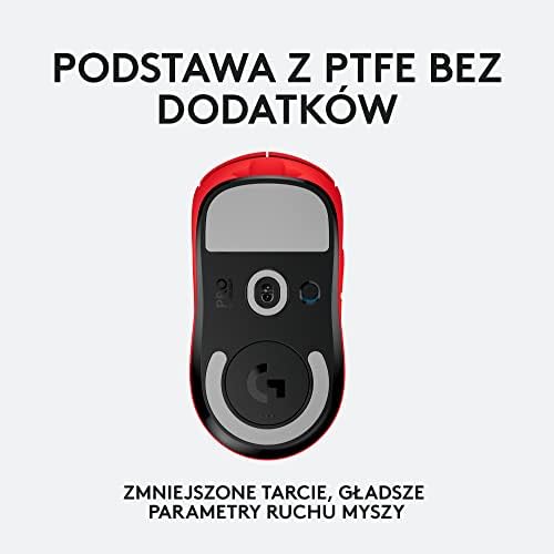 Logitech G PRO SUPERLIGHT Wireless Gaming Mouse, Ultra Lightweight 63 g, HERO 25K Sensor, 25600 DPI, 5 programowalnych przycisków, Long Battery Life, On-Board Memory, dla esportu, PC / Mac - Czerwonym