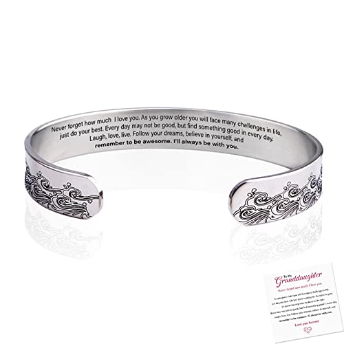 Angyape To My Granddaughter A Link That Can Never Be Undone Peach Blossom Bracelet, Granddaughter Bracelet from Grandma Adjustable Braided Bracelets for Women Jewelry(Silver)