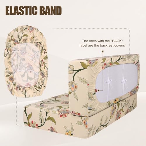 Image of SearchI RV Dinette Cushion Covers, Stretch Camper Cushion Slipcovers for Travel Trailer Couch RV Booth Seat, Replacement Camper Sofa Chair Protector (2 Backrest Cover & 2 Bench Cover, Yellow+Flower)