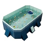 折りたたみプール 空気入れ不要 205×138×50cm 大型 組立簡単 家庭用 子供用 大人用 FOLDING_POOL ネイビー 210