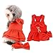 Ranphy Pet Red Bowknot Winter Dress for Small Dogs Girlsl Woolen Coat with Leash and D-Ring Cats Puppy Warm Clothes Birthday New Years Christmas Party,Red,S