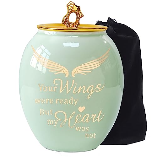 Image of Medium Cremation Urns for Human Ashes Adult Male or Female | 6.7Inch Medium Size Ceramic Cremation Urn for Dad /Mom /Sister /Women /Men, Decorative for Cremation, Funeral, Burial, Home