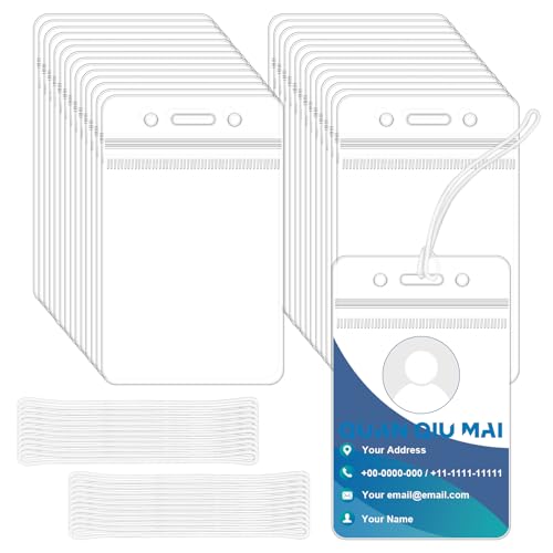 Clear Plastic Luggage Tag Holders 100 Pack Reusable Waterproof ID Card Badge Holder with Pack Luggage Loops Straps for Travel Cruise Suitcase Backpack