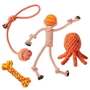 Chew Rope Dog Toys for Puppy: Teething Durable Interactive Tug Play with Rubber Treat Ball for Small Medium Breed – Christmas Birthday Gift