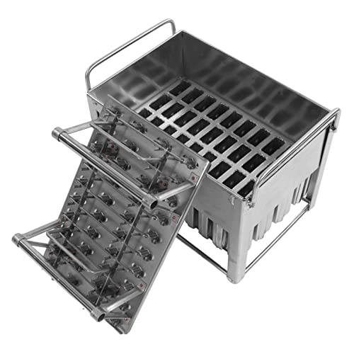 40 peças de moldes de picolé de aço inoxidável, multifuncional, máquina de picolé, moldes comerciais, sorveteira com tampa, suporte removível e recarregável para casa