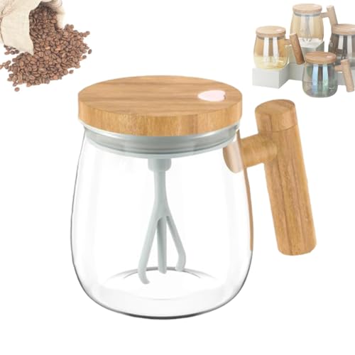 VPVLVZN Tasse de mélange électrique à Grande Vitesse, Tasse à café à Agitation Automatique en Verre, Tasse à café de mélange électrique de 13,5 oz avec Couvercle (Transparent)