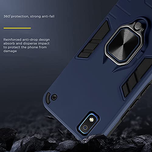 Image of Pikkme D5 Tough Armor Bumper Back Cover Case for Samsung Galaxy A10 |Ring Holder & Kickstand in-Built (Blue)