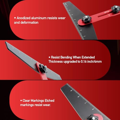 LUPOGRIGIO Stair Tread Template Tool, Stair Tread Jig with Miter Protractor, Carpenter Pencil, Heavy-Duty Aluminum Stair Tread Gauge, Stair Measuring Tools Suitable for Stairs, Cabinets, Flooring — view 4