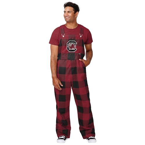 FOCO South Carolina Gamecocks NCAA Mens Plaid Bib Overalls - M