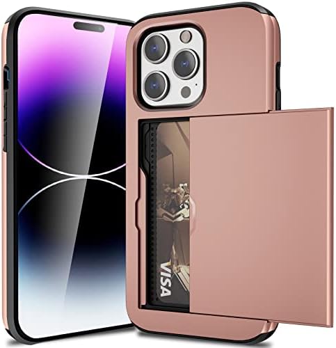 ACOCOBUY Compatible with iPhone 14 Case Shockproof Wallet Case for iPhone 14 Case with Card Holder Protective Dual Layer Armor Phone Case Rubber Bumper Cover for iPhone 14 Card Holder Slot Case Navy