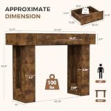 Miereirl 47" Entryway Table with Storage Drawer, Farmhouse Narrow Console Sofa Table with Outlet & LED Light,Wooden Rectangular Side Tables for Behind Couch, Living Room, Entrance, Vintage Brown