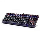 Redragon K552 Mechanical Gaming Keyboard, RGB Rainbow Backlit, 87 Keys, Tenkeyless, Compact Steel Construction with Cherry MX Blue Switches for Windows PC Gamer (White)
