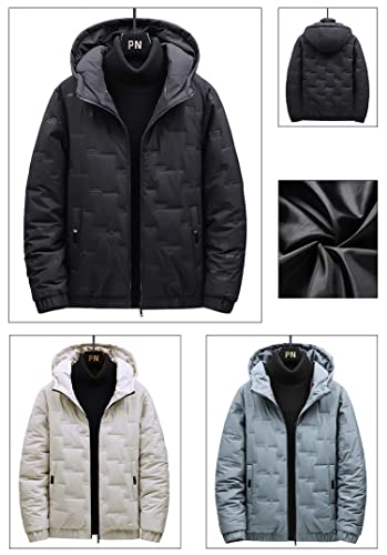 Elonglin Casaco Masculino Acochoado de Algodão com Capuz Jaqueta Grosso Quente Fechamento de Zíper p