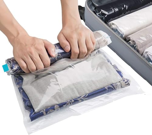 Riutilizzabili: i nostri sacchetti a compressione sono ideali per i viaggi o anche a casa. Non necessita di aspirapolvere, basta arrotolarlo: perfetto per riporre vestiti sporchi o bagnati durante il viaggio!