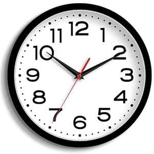 Roymnie Wall Clock Silent Non-Ticking Modern Clock Battery Operated 12 Inch Classic Analog Decorative for Classroom, Living Room, Office, Bedroom, School, Hotel (Black)