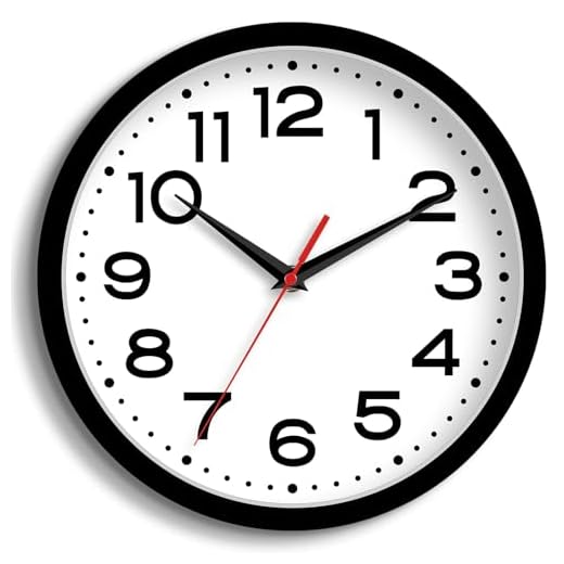 Wall Clock 10 Inch Silent Non-Ticking Modern Clock Battery Operated Classic Simple Minimalist Analog Decorative for Kitchen, Living Room,Office, Bedroom, Bathroom (Black)