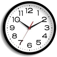 Roymnie Wall Clock Silent Non-Ticking Modern Clock Battery Operated 8 Inch Small Classic Analog Decorative for Kitchen, Living Room, Office, Bedroom, Bathroom (Black)