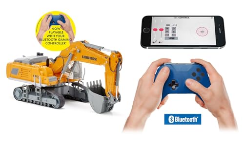 Siku 6740, Liebherr R980 Sme Escavatore Cingolato, Telecomandato, 1:32, Incluso Telecomando Bluetooth, Possibile Comando Tramite App Con Effetti Sonori, Metallo/Plastica, Giallo - 2
