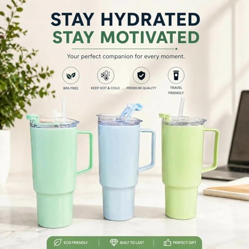 Image of 1800 ml Toony Tumbler with Straw | Large Capacity Insulated Travel Mug with Handle & Leak-Resistant Lid | Reusable Hot & Cold Beverage Tumbler