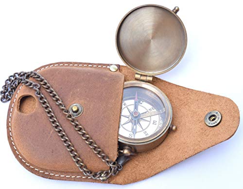 Neovivid Brass Compass Engraved With Thoreau's Go Confidently Quote And Stamped Leather Case, Boys Gifts #TOP4