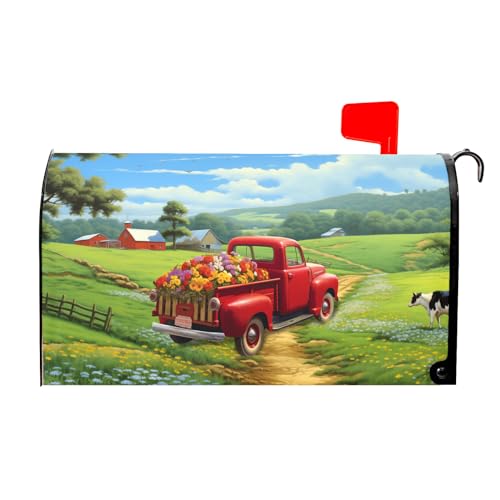 Image of Spring Summer Flowers Magnetic Mailbox Cover - Standard Size 21 X 25.5 Inch - Pick-up Truck Floral Wraps for Post Letter Box - Outdoor Garden Yard Home Outside Decoration