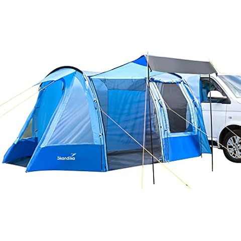 Skandika Aarhus Free-Standing Minivan Awning Travel Tent with Sleeping Cabin and 3000 mm Water Column, Blue, 2 Persons Cover