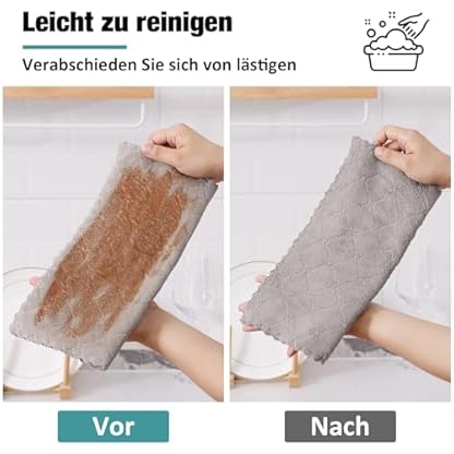 Moosfor Reinigungstücher Mikrofasertücher Waschbar Putzlappen Mikrofaser Weiche Fusselfrei Geschirrtücher Lappen Küchentücher, 12 Stück, 25x25 cm, Grau – Bild 4