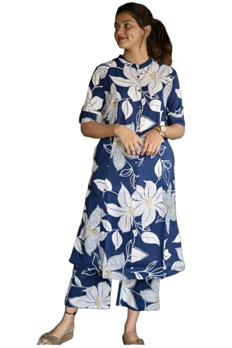 ANNI Designer Women's Rayon Viscose Straight Printed Kurta with P...