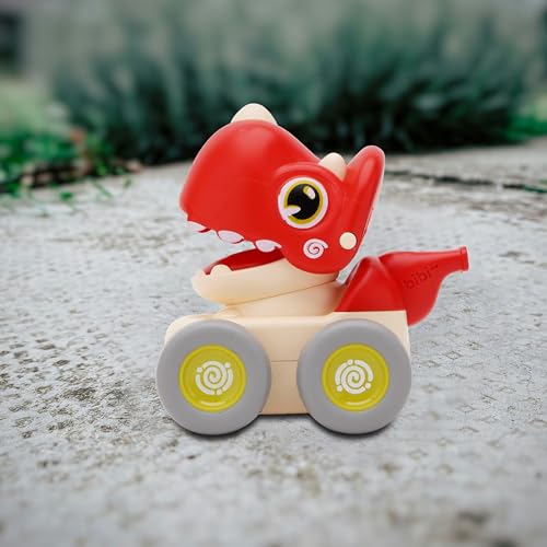 Image of Press and Go Whistle Dino Toy for Kids | Fun Push and Play Dinosaur Toy | Cute Dino Design with Sound | Made with Safe ABS Plastics | Playtime Gift Red Colour
