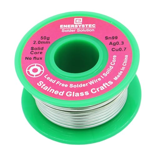 2.0mm Lead Free Solder Wire for Stained Glass Craft Dia 0.08 Solid Core No Flux 50g Craft Soldering Wire Sn99 Ag0.3 Cu0.7 Thick Solder Wire Without Flux for Crafts Project DIY