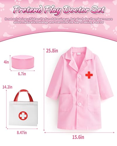 Image of Eohemeral Pet Vet Kit for Kids with 2 Plush Pets (Dog&Cat) &Doctor Costume | 36Pcs Interactive Veterinarian Playset for Toddlers 3-5 to Overcome Fear of Doctors- Pretend Play Animal Hospital Toy Gift