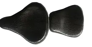 SaharaSeats Harley Type Slim Seat with Spring Front and Rear Seat (Black Cobra), Classic (All Model)