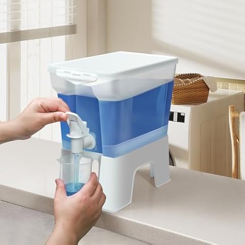 Conworld Laundry Detergent Dispenser, Liquid Laundry Detergent Dispenser for Laundry Room Organization, Fabric Softener Dispenser with a Cup - High Flow Rate, Not Easy to Leak Cover