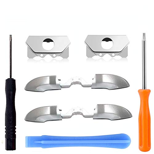 Yoogeer Lot de 2 boutons de réparation LB RB + amortisseur avant pour manette Xbox One Elite, avec kit de tournevis T6 T8H, design d'injection d'huile mis à jour 2019 - Argent Cover