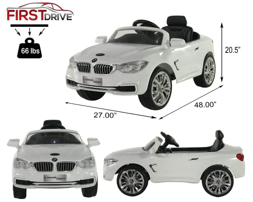 Bmw 4-Series - First Drive - 12V Kids Cars - Dual Motor Electric Power Ride On Car With Remote, Mp3, Aux Cord, Led Headlights, And Premium Wheels(White) #TOP1