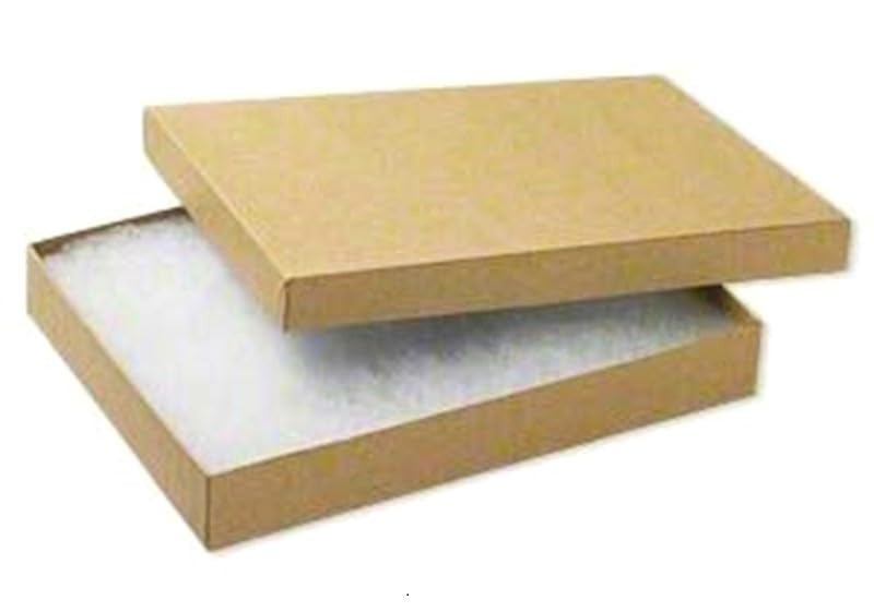RJ Displays 6 Pack Cotton Filled Brown Color Paper Cardboard Jewelry Necklace Bracelets Watch Gift and Retail Boxes Size 7 1/8" x 5 1/8" x 1 1/8" Inch (Brown Kraft)