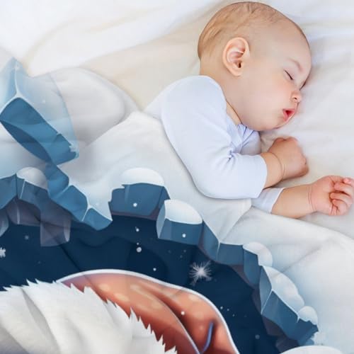 Manta de forro polar de Papá Noel para sofá y cama, textil cálido de invierno de 130 x 150 cm 4