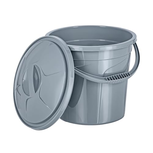 Best House | Water Bucket | 20 Litres | GREY | 1 Pc | Bucket with Lid & Carry Handle | Multipurpose Storage Container for Kitchen Garden Cleaning Water Animal Bird Feed Storage Buckets (Pack of 1)