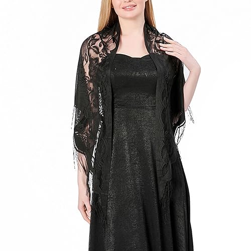 Ralcosuss Women’s Lace Pashmina Shawl Wrap for Evening Dress Triangle Soft Scarf Wedding Bridal Bridesmaid Shawl Scarves2