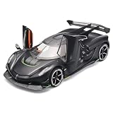 OANMYJJO 1/24 Black Jesko Metal Die Cast Toy Car, Pull Back with Light and Sound, Collectible, Age 3+