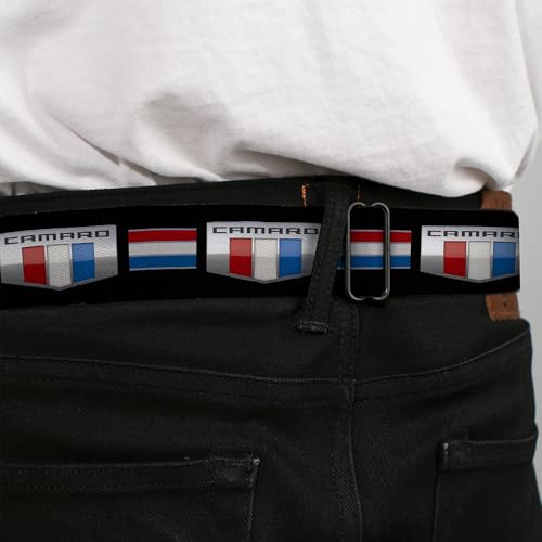 Buckle-Down Seatbelt Belt - CAMARO Six Badge/Stripe Black/Silver/Red/White/Blue - 1.0" Wide - 20-36 Inches in Length4
