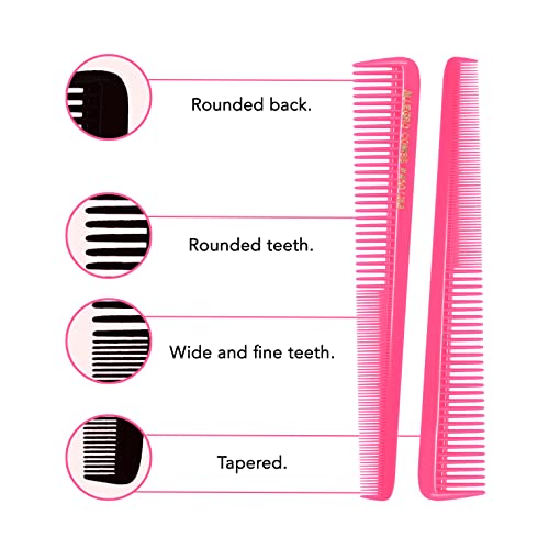 Allegro Combs 450 Tapered Hair Cutting Combs Barber Hair Hairstylist Combs Women's Combs Men's Pocket Combs Made In The Usa 3Pcs. (Neon Pink) #TOP2